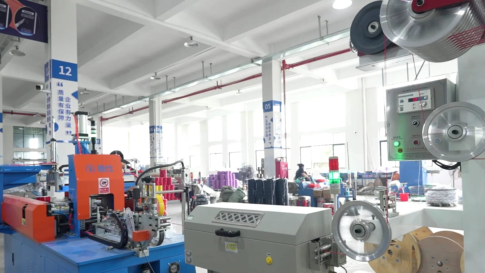 Electrical wire production equipment inside the factory